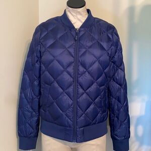 Heatkeep Bomber down puffer packable blue jacket lightweight coat women’s large‎